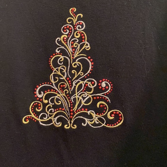 MCC Sportswear Womens Black Christmas Tree Long-Sleeve Top Large - Picture 2 of 4